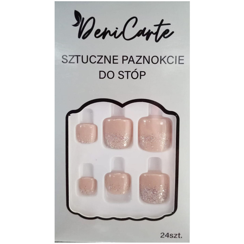 Deni Carte Tipsy artificial nails, toe nails Nude Glitter