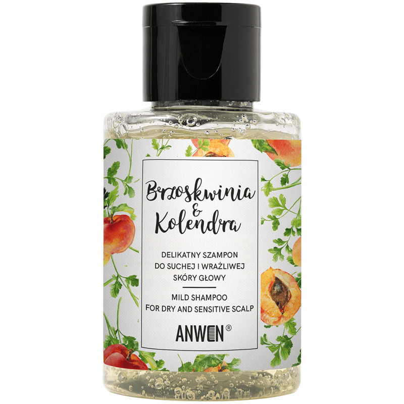 Anwen Szampon Brzoskwinia i Kolendra - łagodny szampon do włosów, 50ml