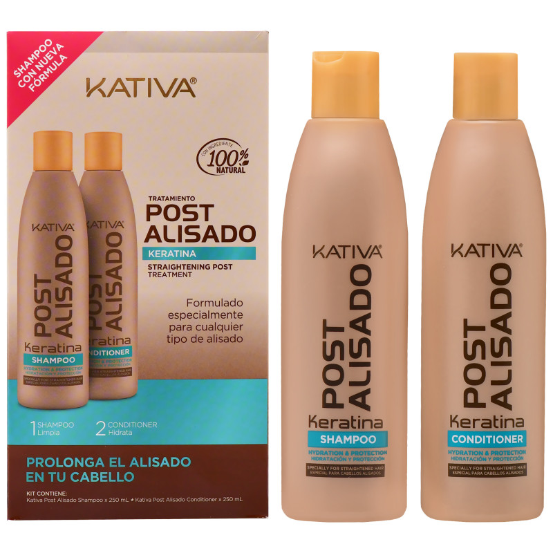 Kativa Post Alisado Keratina Salt Free 2x250ml, zestaw Kativa Post Alisado Keratina Salt Free 2x250ml, zestaw