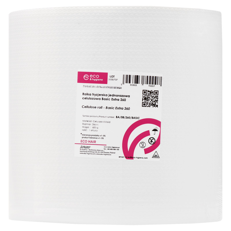Eko-Higiena Cellulose Hairdressing Roll Disposable Towel Basic Extra, 260x280mm
