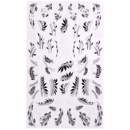 DeniCarte Black and White Self-Adhesive Leaves Nail Stickers