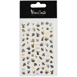 DeniCarte Gold and Black Nail Stickers - Self-adhesive Decorative Leaves