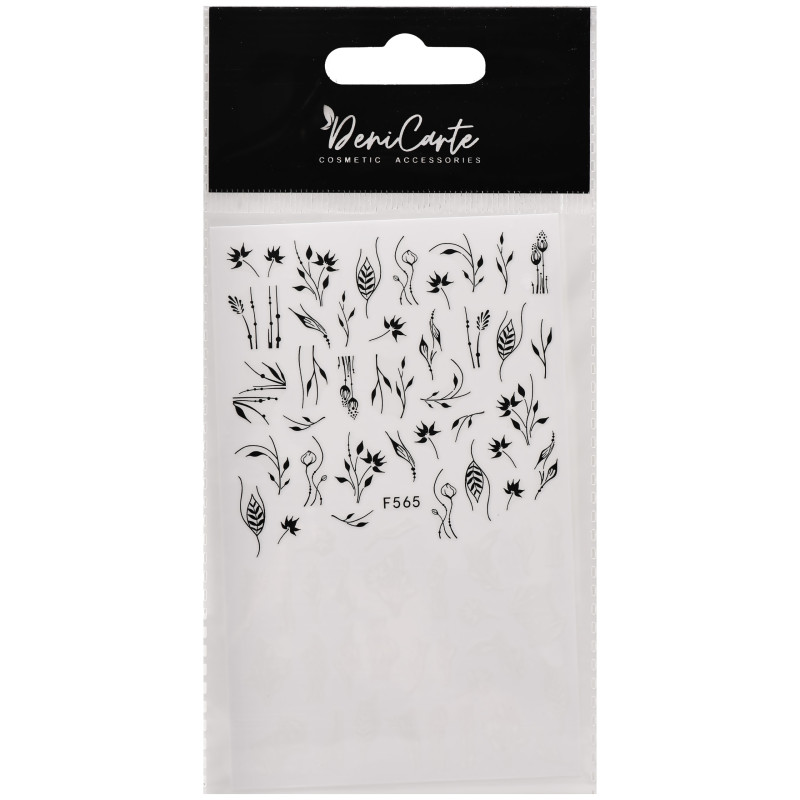 DeniCarte Black and White Nail Stickers - Botanical Decorations