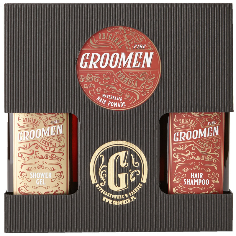 Groomen FIRE Body&Hair Set – Body Wash, Shampoo and Hair Pomade, 2x300ml+120g