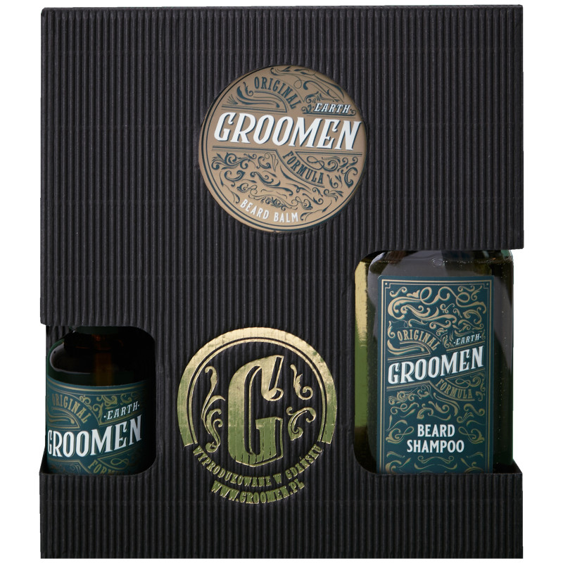 Groomen Earth Beard Set – Shampoo, Balm and Oil, 150ml+50g+50ml