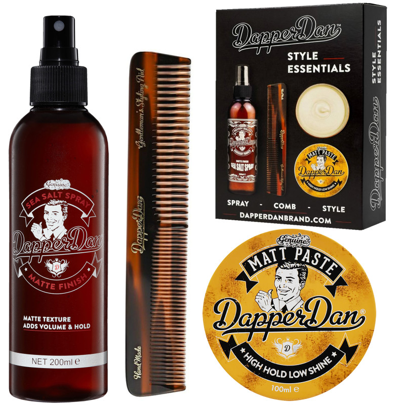 Dapper Dan Style Essentials Set – hair styling kit, paste, spray and comb, 100ml+200ml