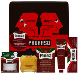 Proraso Red Nourishing Shaving Gift Box Set - Cream 100ml, Lotion 100ml, Soap 150ml