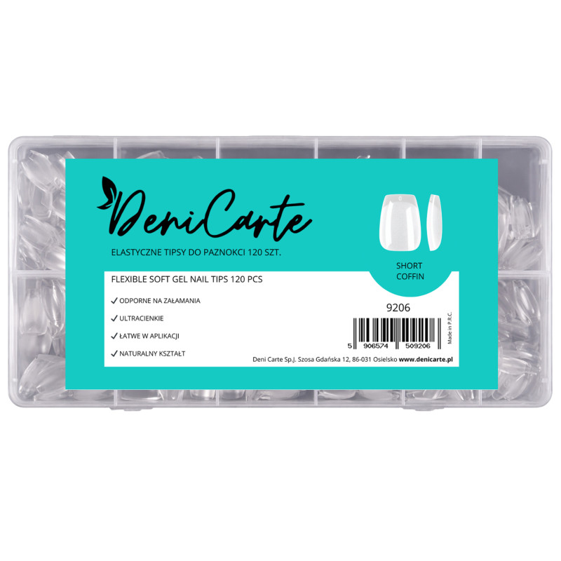DeniCarte Artificial Nails Flexible Short Coffin 120 pcs