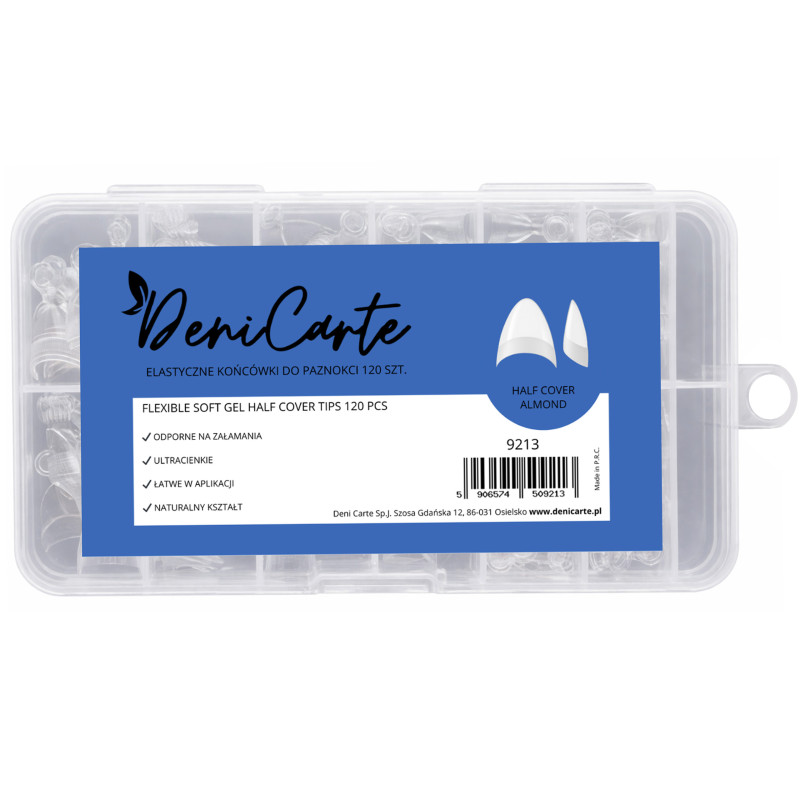 DeniCarte Artificial Nails Flexible Short Almond Half Cover 120 pcs