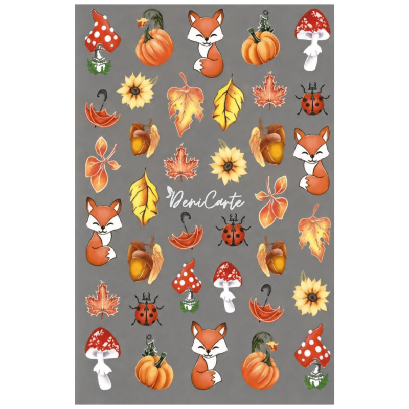 DeniCarte Nail Stickers Autumn Fox & Toadstool