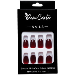 DeniCarte Oval Cat Eye Nail Tips Red Size L