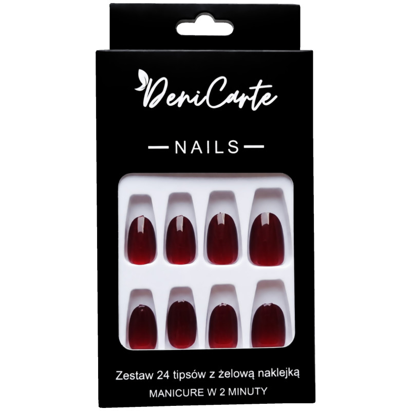 DeniCarte Oval Cat Eye Nail Tips Red Size L